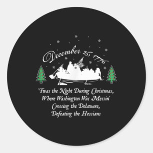 Pegatina Redonda George Washington Crussing Delaware Uu War Indepen