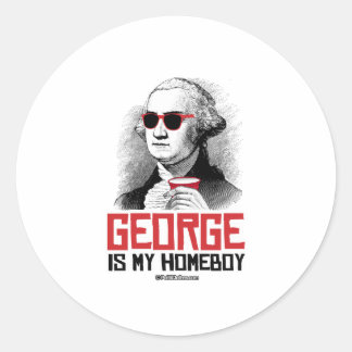 Pegatina Redonda George Washington es mi hogar