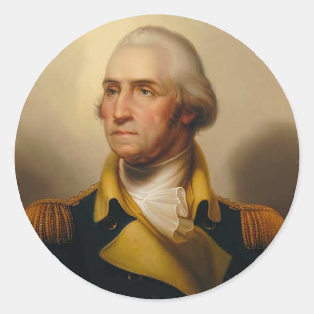 Pegatina Redonda George Washington, primer presidente de EEUU (Anverso)