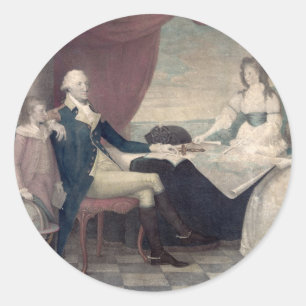 Pegatina Redonda George Washington y sus pegatinas familiares