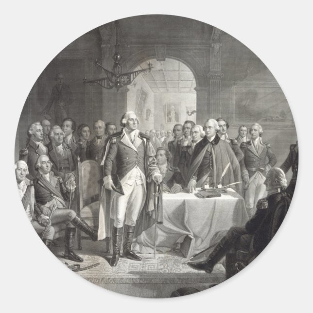 Pegatina Redonda George Washington y sus pegatinas generales (Anverso)