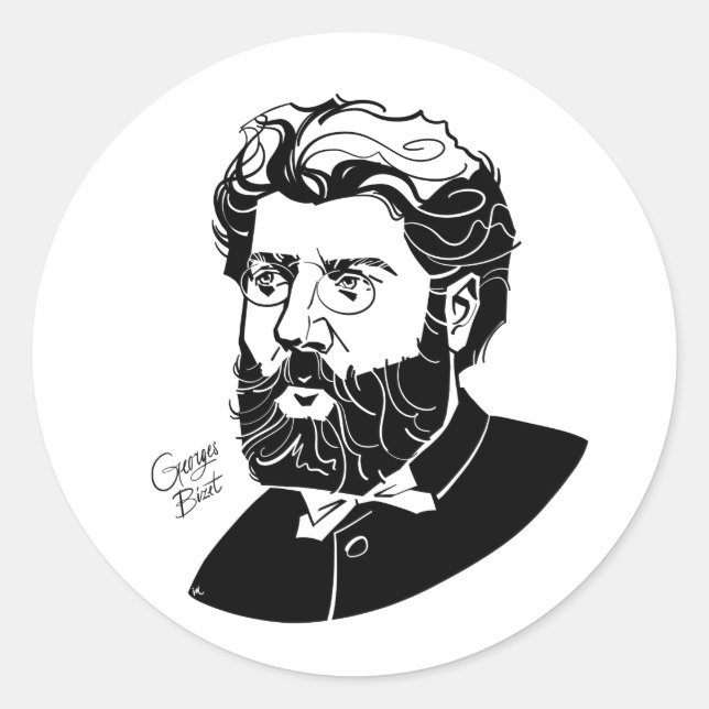 Pegatina Redonda Georges Bizet (Anverso)