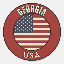 Pegatina Redonda Georgia Estados Unidos de América