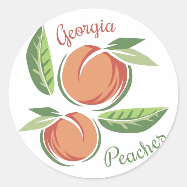 Pegatina Redonda Georgia Peaches (Anverso)
