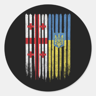 Pegatina Redonda Georgia Ucrania bandera georgiana ucraniana 