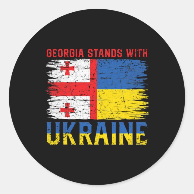 Pegatina Redonda Georgian-ukrainian Flag Flag - Friendly Countries  (Anverso)