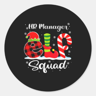 Pegatina Redonda Gerente de Recursos Humanos Elf Squad Navidad Recl