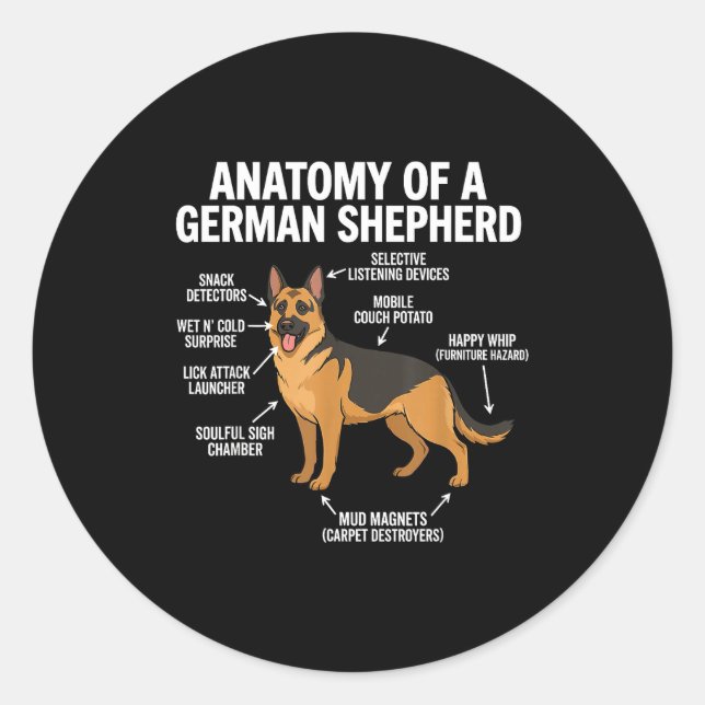 Pegatina Redonda German Shepherd  (Anverso)