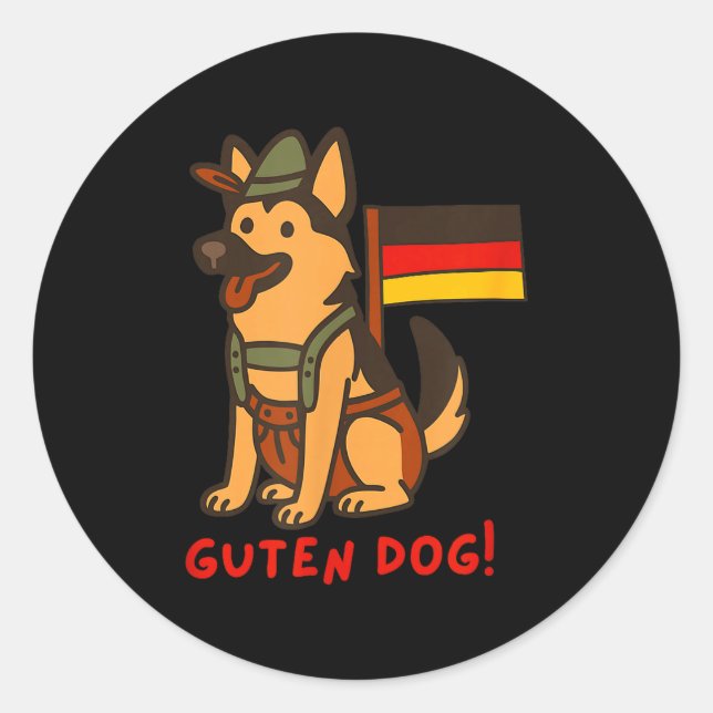 Pegatina Redonda German Shepherd Funny Beer Festival Guten Dog  (Anverso)