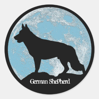 Pegatina Redonda German Shepherd Moon