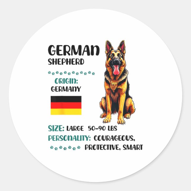Pegatina Redonda German Shepherd Origin Funny German Shepherd Lover (Anverso)