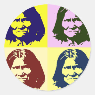 Pegatina Redonda Geronimo de Pop Art
