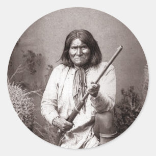 Pegatina Redonda Geronimo Vintage Indian Warrior Classic Round Stic