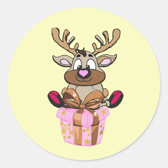 Pegatina Redonda  Geschenkaufkleber Rentier (Anverso)