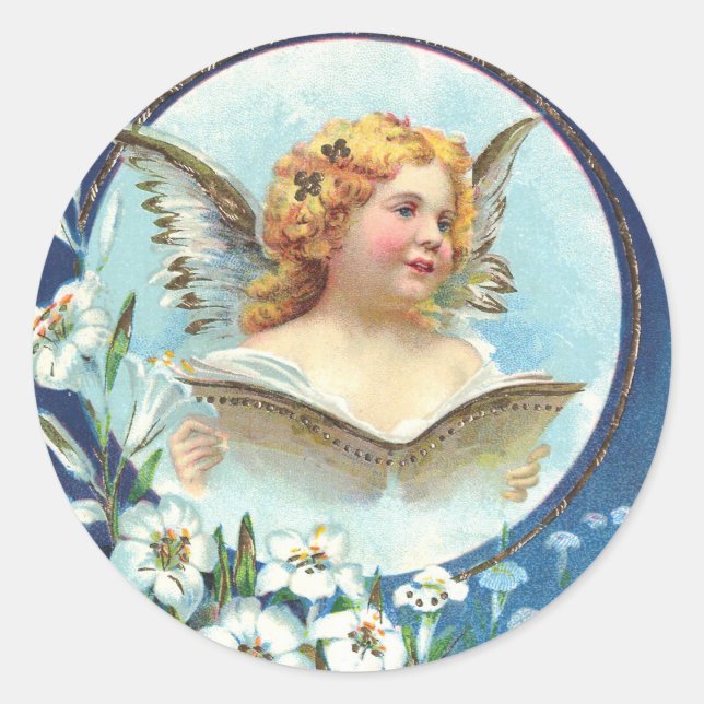 Pegatina Redonda Gesegnete Ostern, Bendita Pascua (Anverso)