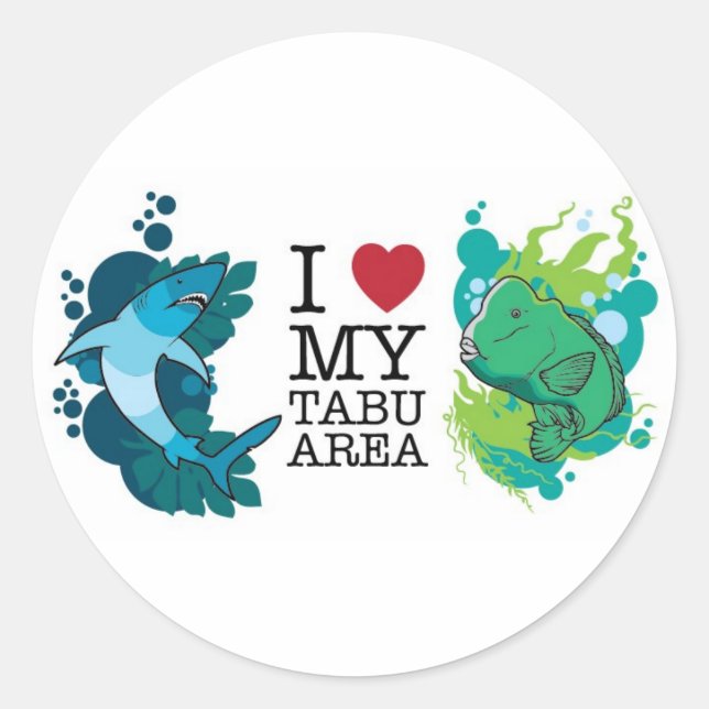 Pegatina Redonda Gestión de la pesca, Fiji - Pegatinas (Anverso)