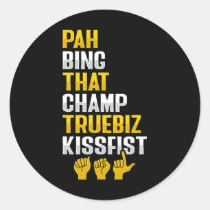 Pegatina Redonda Gesto de mano Gesto Sordera Sensibilización sobre 