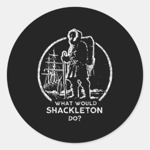 Pegatina Redonda Gestores de Energía de Liderazgo Shackleton Retro