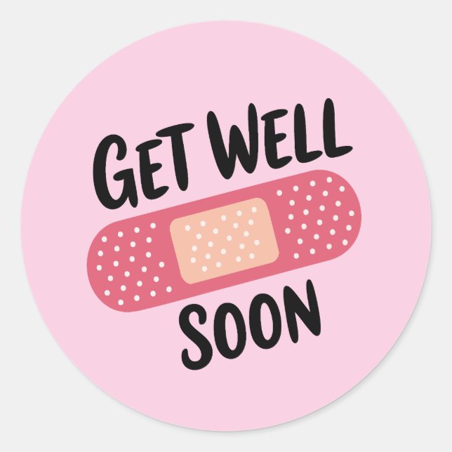 Pegatina Redonda Get Well Soon (Anverso)