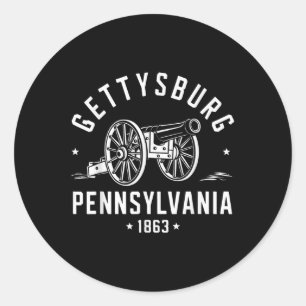 Pegatina Redonda Gettysburg Pennsylvania 1863 Battlefield War Civil
