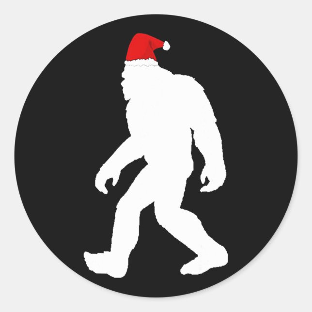 Pegatina Redonda gfoot yeti sasquatch navidades feos suéter tee (Anverso)