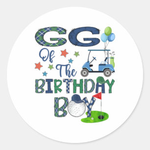 Pegatina Redonda Gg Del Niño De Cumpleaños Hole En Un Amante Del Go
