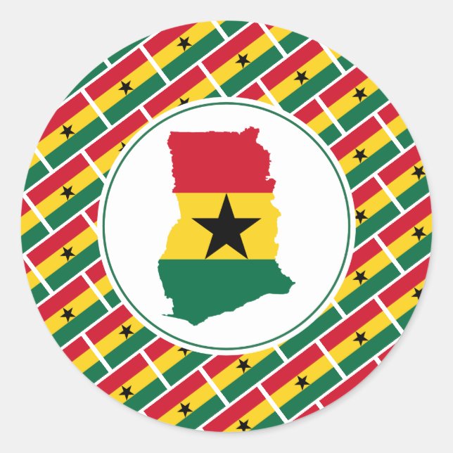 Pegatina Redonda GHANA FLAG Ghanesa Mapa elegante patriótico (Anverso)
