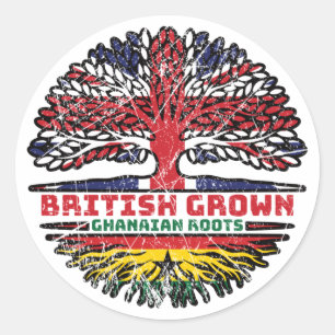 Pegatina Redonda Ghana Ghanaian Reino Unido Árbol británico