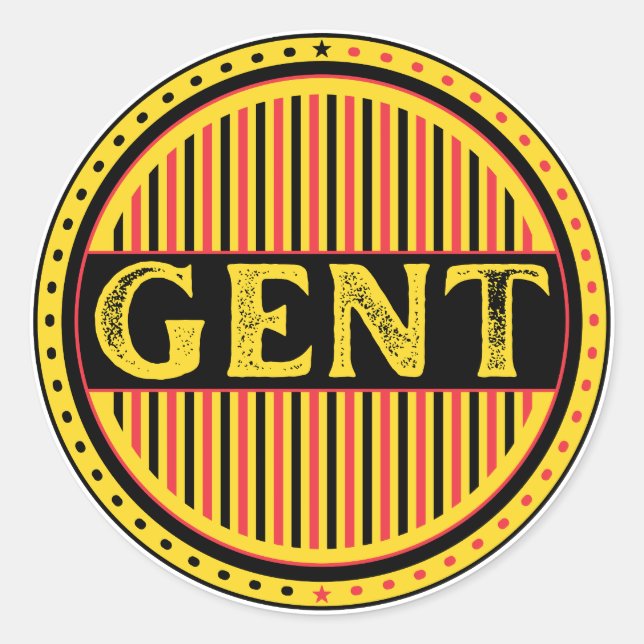 Pegatina Redonda Ghent City Pride Emblem – Belgian Identity (Anverso)