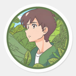 Pegatina Redonda Ghibli Pegatina: Un Día de la Naturaleza Amable