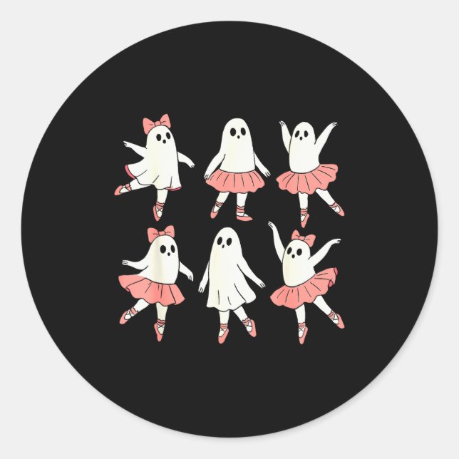 Pegatina Redonda Ghost Ballerina Ballet Dance Teacher Halloween Cos (Anverso)