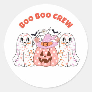 Pegatina Redonda Ghost Boo Crew Halloween Personalizado