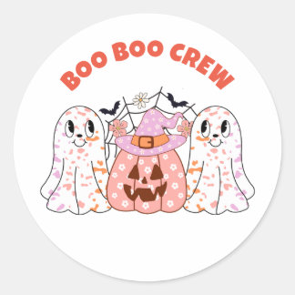 Pegatina Redonda Ghost Boo Crew Halloween Personalizado
