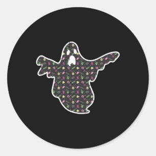 Pegatina Redonda Ghost Boo Grim Reaper Mompkin patrón Halloween Fác