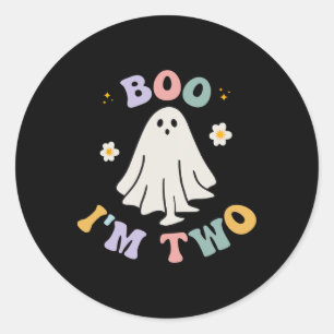 Pegatina Redonda Ghost Boo Soy Dos Años Segundo Nacimiento Niños Ha