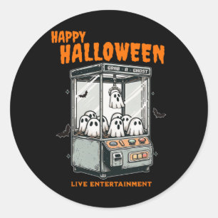 Pegatina Redonda Ghost Claw Game Happy Halloween
