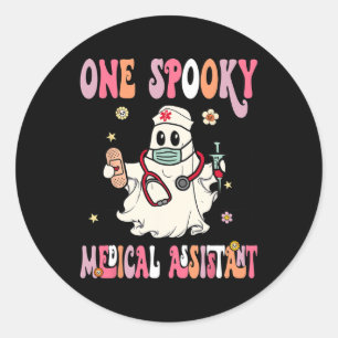 Pegatina Redonda Ghost Halloween CMA asistente médico fantasmal N