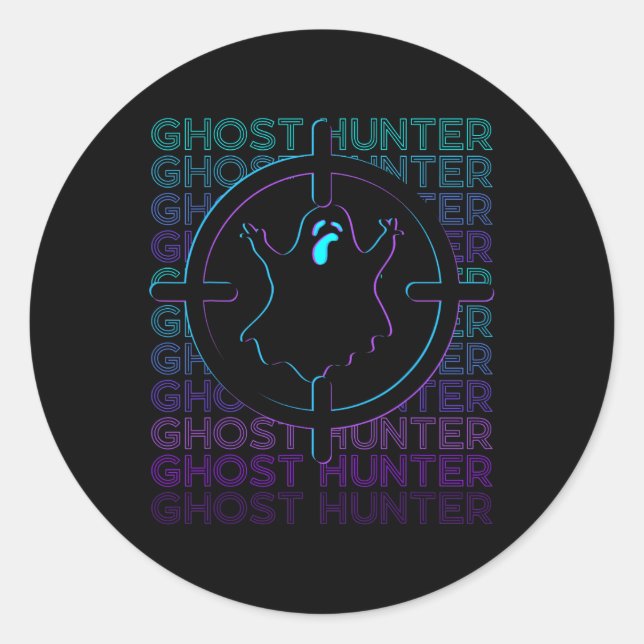 Pegatina Redonda Ghost Hunter Ghost Hunting Retro (Anverso)