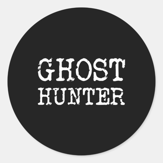 Pegatina Redonda Ghost Hunter Investigador paranormal Halloween Gif (Anverso)