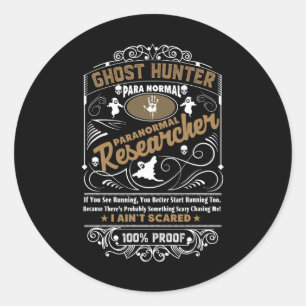 Pegatina Redonda Ghost Hunter Paranormal Estilo Whiskey Desi