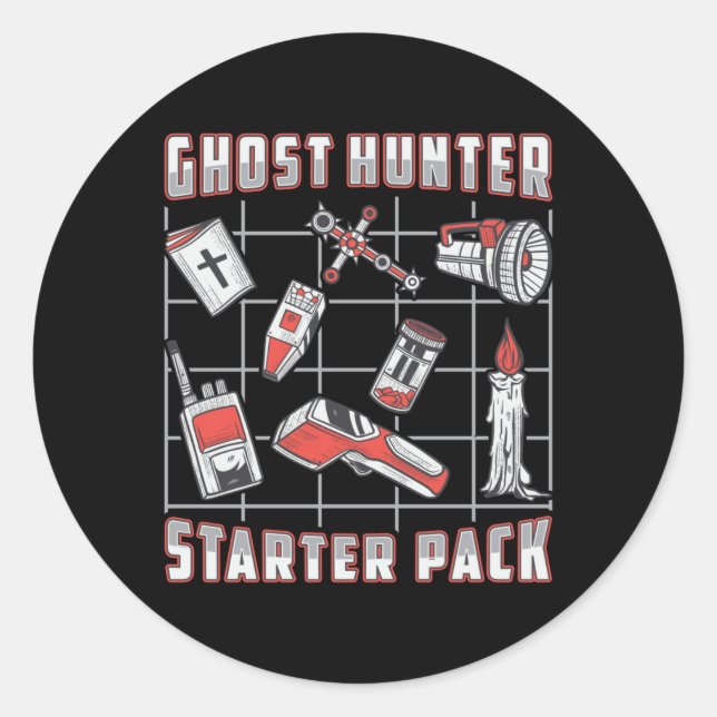 Pegatina Redonda Ghost Hunter Starter Pack Caza de fantasmas parano (Anverso)
