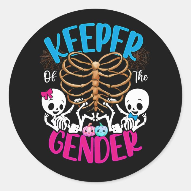 Pegatina Redonda Ghost Keeper Of Gender Reveal Invitación Hal (Anverso)