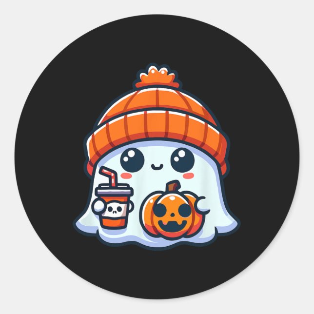 Pegatina Redonda Ghost Mens Halloween (Anverso)