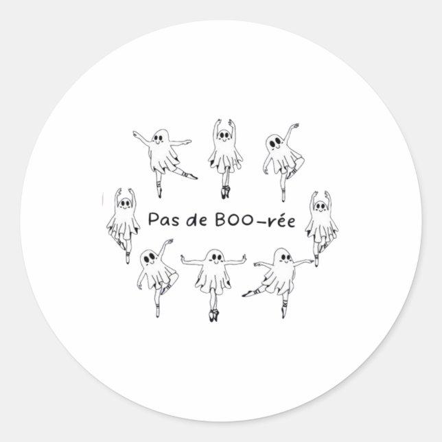 Pegatina Redonda Ghost Pas De Boo-rée Llet Dancer Halloween (Anverso)
