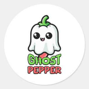 Pegatina Redonda ¡Ghost Pepper! Cuidada pimienta caliente