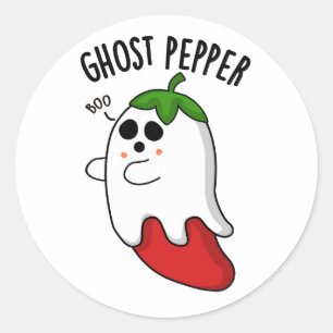 Pegatina Redonda Ghost Pepper Funny Chili Pun