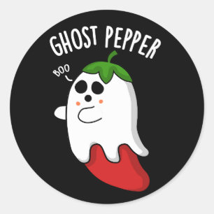 Pegatina Redonda Ghost Pepper Funny Chili Pun Dark BG