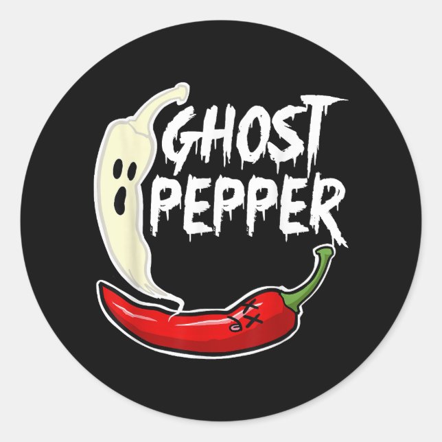 Pegatina Redonda Ghost Pepper Funny Spicny Hot Halloween Ghost Pepp (Anverso)