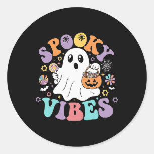 Pegatina Redonda Ghost Retro Groovy Fantasma Gir