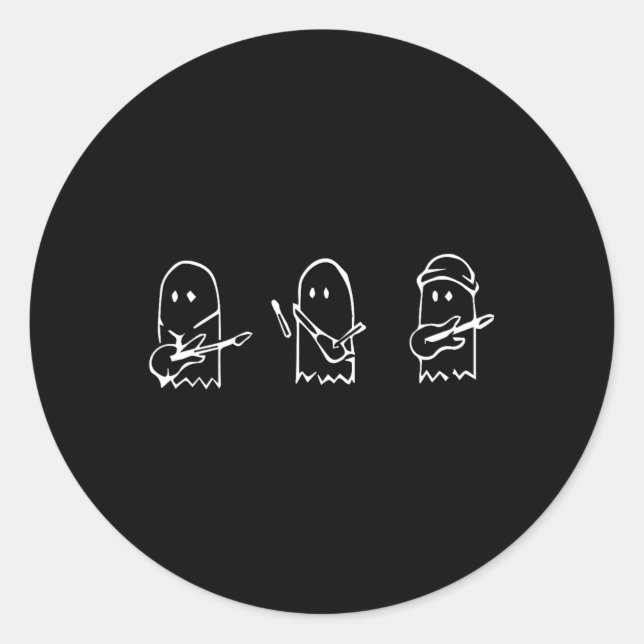 Pegatina Redonda Ghost Tocando Guitarra Lazy Halloween Disstume Div (Anverso)